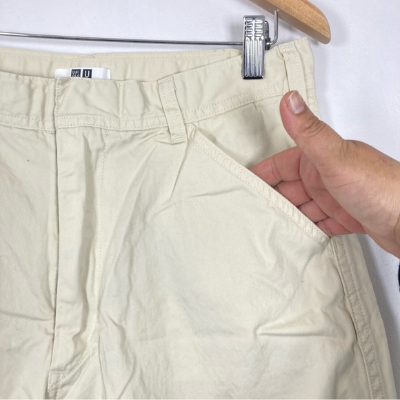 Uniqlo U Cream Beige Flat Front Pockets 100% Cotton Pants Women’s US 10 - Picture 15 of 16